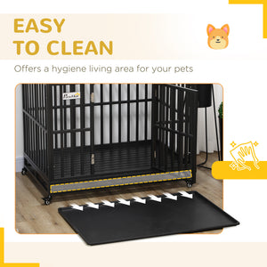 Cage de transport pour chien 44" en acier robuste avec roulettes