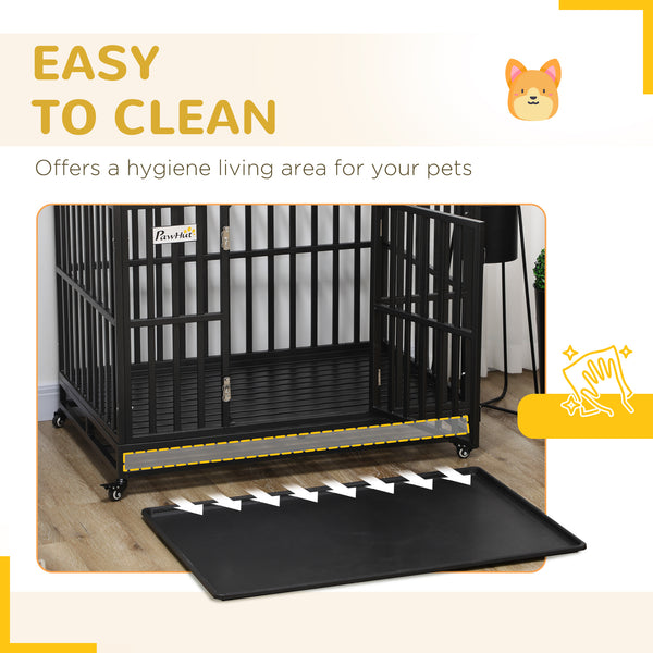 Cage de transport pour chien 44" en acier robuste avec roulettes