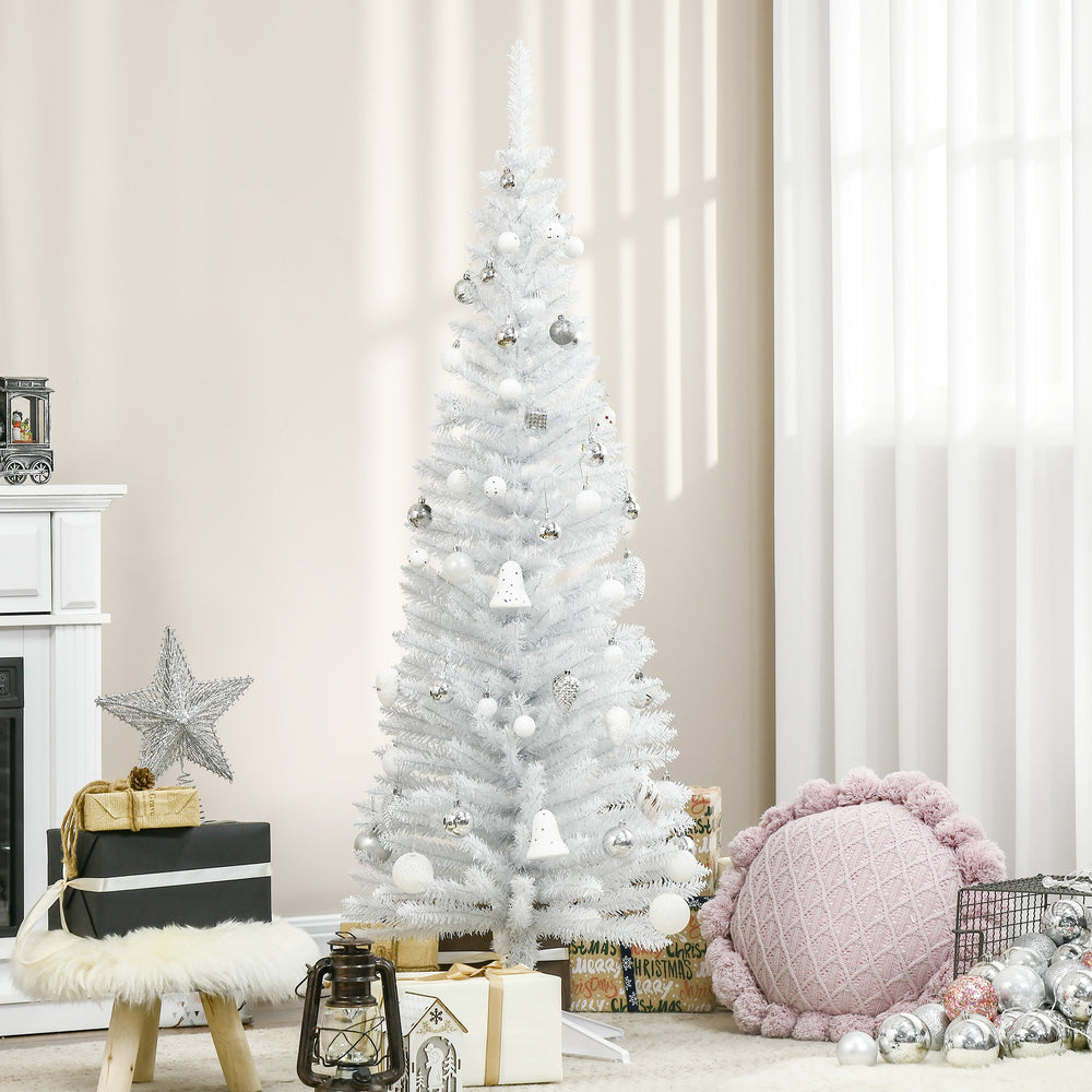 Sapin de Noël artificiel blanc de 5 pieds en forme de crayon