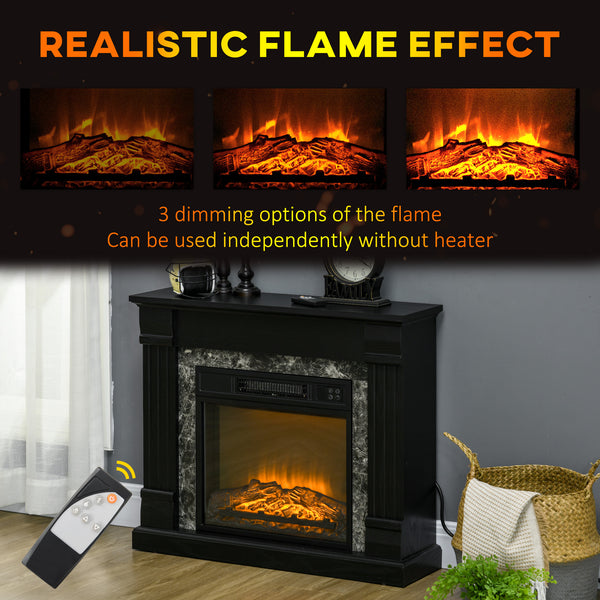Electric fireplace with 1400W black wooden chimney 