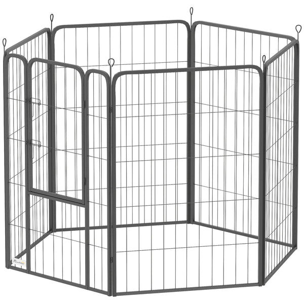 Heavy-Duty 6-Panel Dog Playpen with Door and Strap