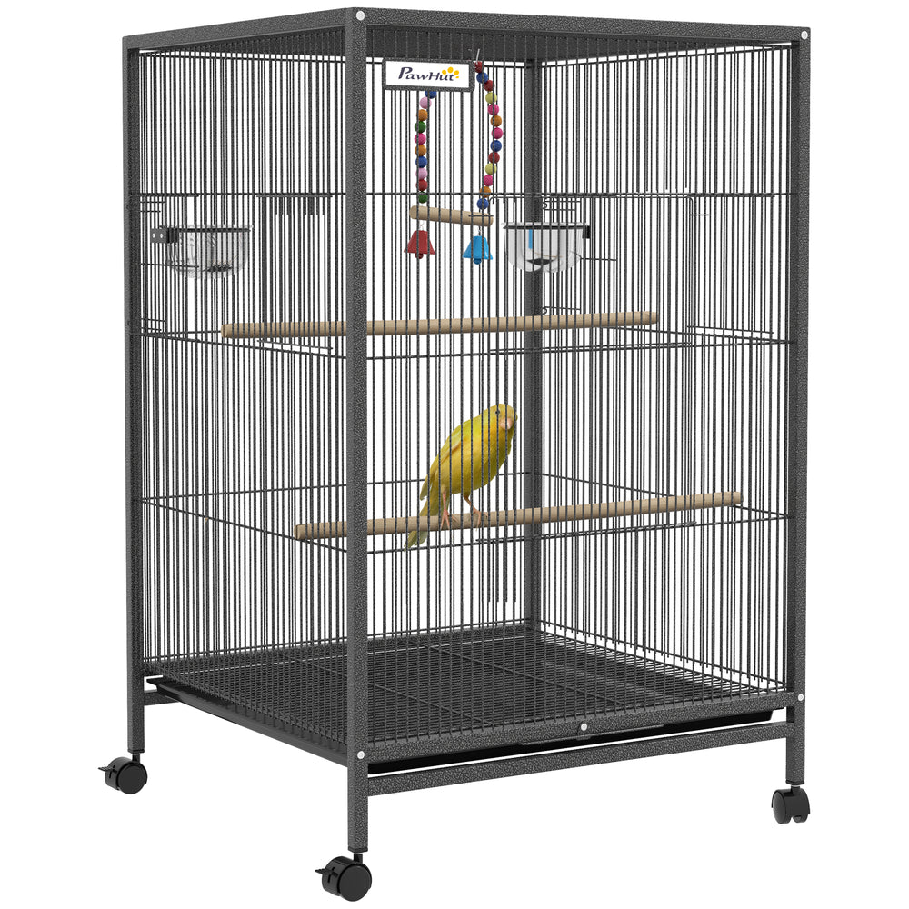 Cage à oiseaux pour perroquets, inséparables, perruches et pinsons, gris