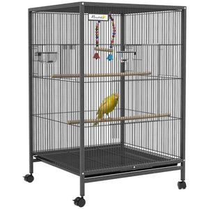 Cage à oiseaux pour perroquets, inséparables, perruches et pinsons, gris