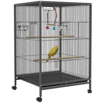 Cage à oiseaux pour perroquets, inséparables, perruches et pinsons, gris