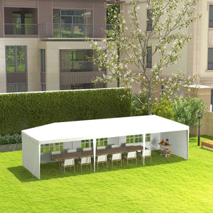 10' x 29' Party Tent, Canopy Tent with Sidewalls and Large Transparent Windows for Garden, Backyard, Outdoor, White