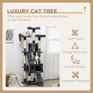 Arbre à chat à plusieurs niveaux de 172 cm, gris anthracite