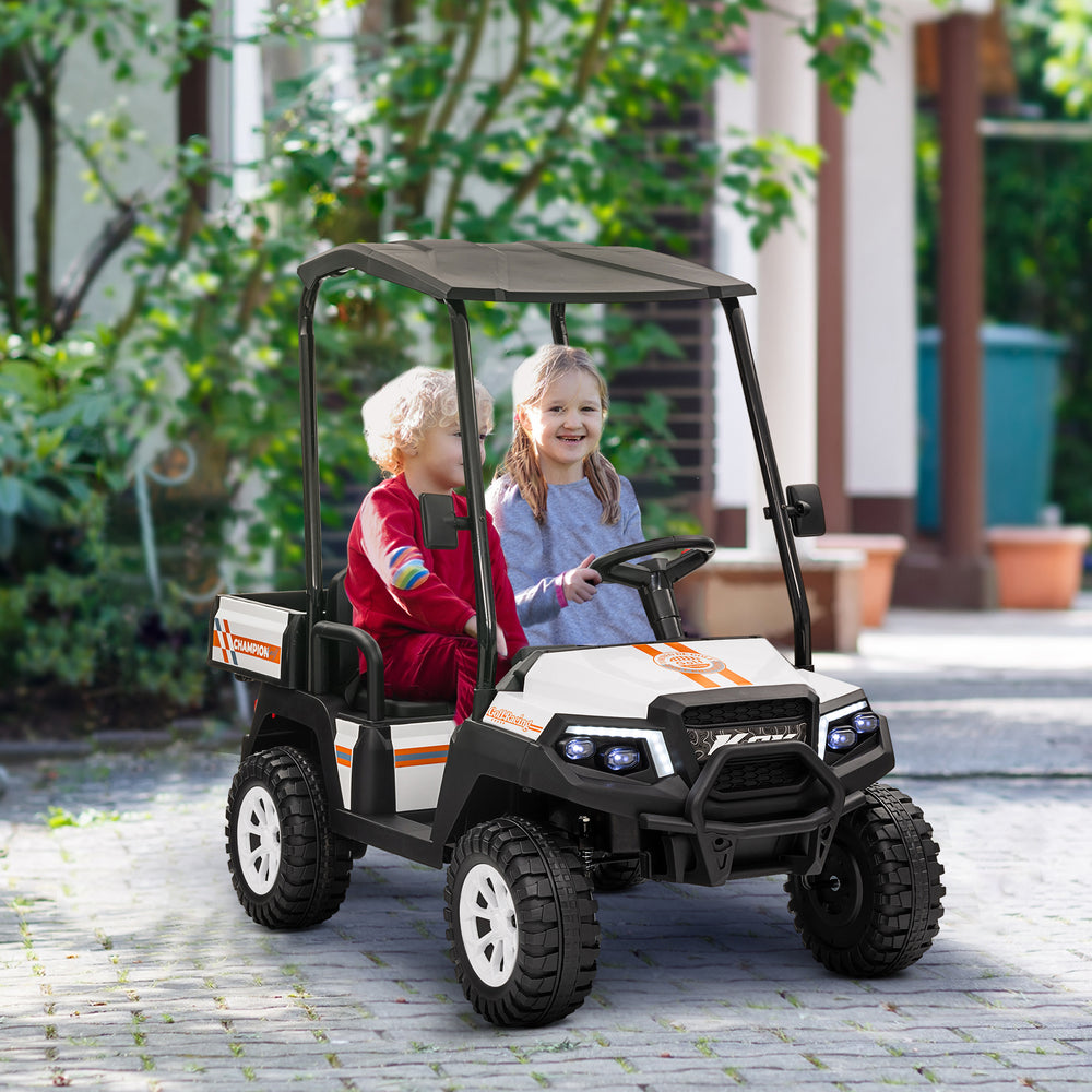 Voiture électrique 24V 2 places pour enfants avec télécommande, blanc
