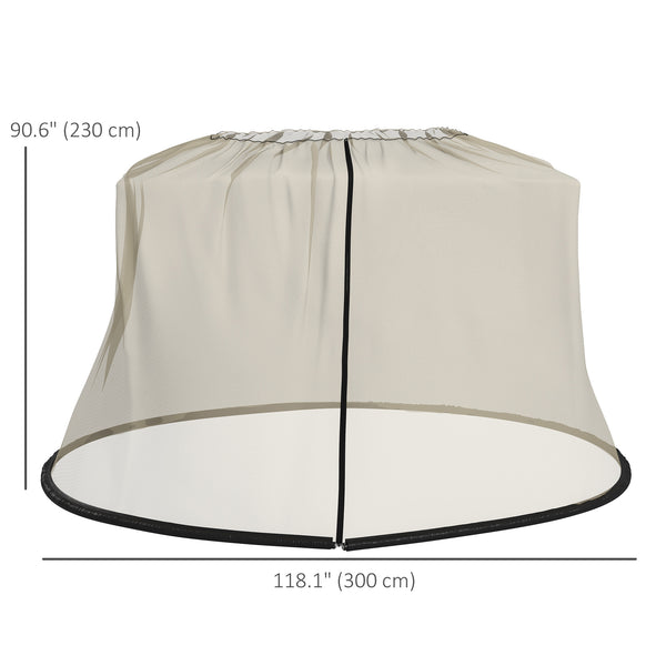 Moustiquaire de protection pour parasol de 7.5 pieds avec porte zippée, beige