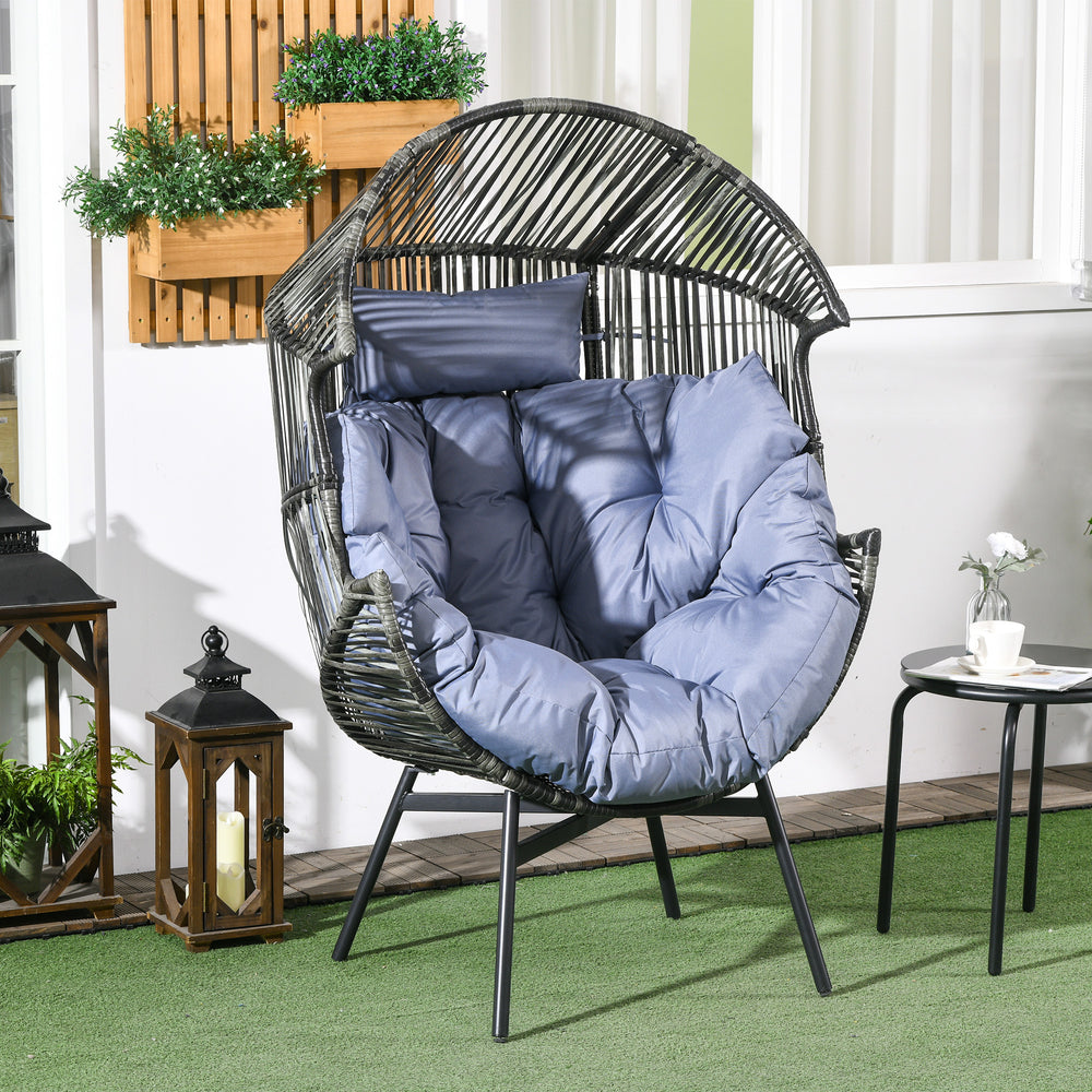 Fauteuil suspendu en rotin tressé, style œuf, gris