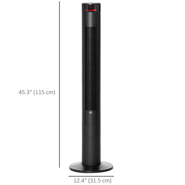 Ventilateur tour autonome 3 vitesses, minuterie 12 h, oscillant, panneau LED, télécommande, noir