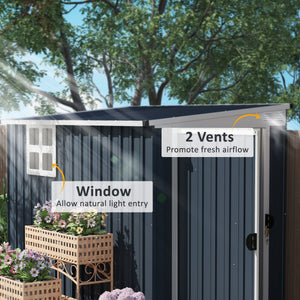 Metal garden shed with window, 2 vents and lockable door
