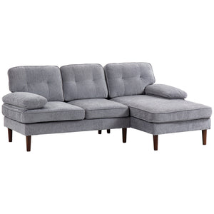 Canapé d'angle moderne avec méridienne avec pieds en bois pour salon, gris