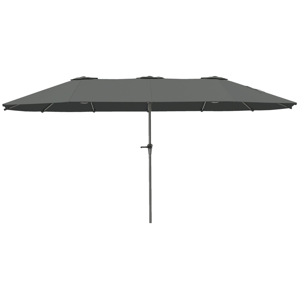 13-foot double-sided parasol with crank, light grey 