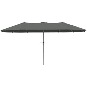 Parasol double face de 13 pieds avec manivelle, gris clair