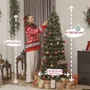 Sapin de Noël artificiel pliable de 6 pi avec support en métal, vert, pré-illuminé