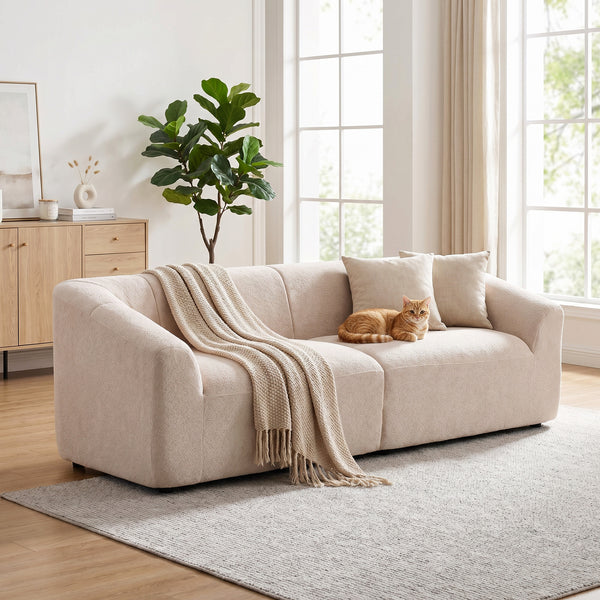 Canapé 3 places en chenille beige, 89 po