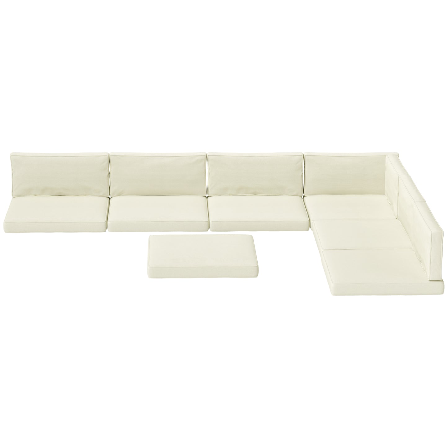Coussins de remplacement pour meubles en rotin, 14 pièces, 7 places et 7 dossiers, couleur crème
