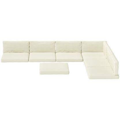 Coussins de remplacement pour meubles en rotin, 14 pièces, 7 places et 7 dossiers, couleur crème