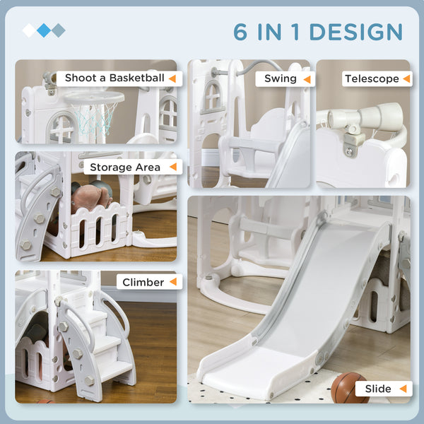 Ensemble de balançoire et toboggan 6 en 1 pour bébé gris