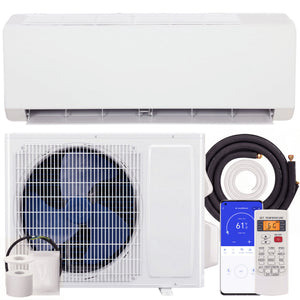 Climatiseur split de 18000 BTU, 22 SEER2, 230 V, compatible Wi-Fi, avec pompe à chaleur et onduleur, refroidit jusqu'à 1250 pieds carrés.