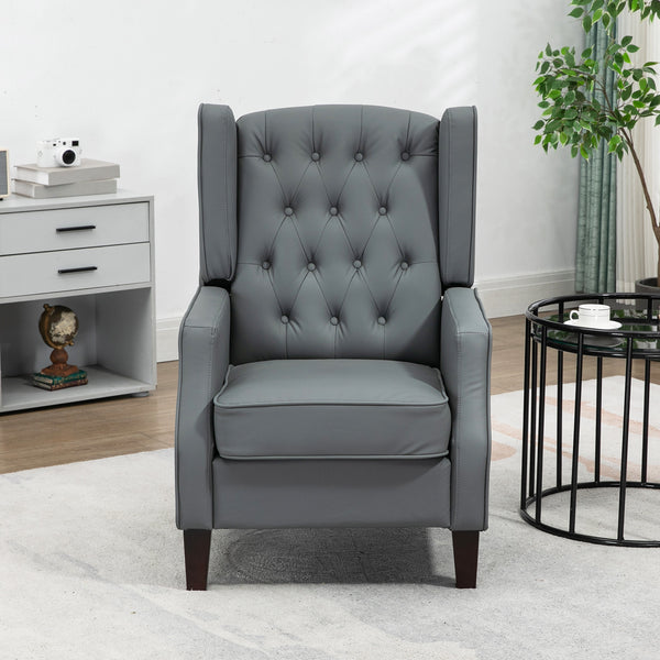 Fauteuil d'appoint moderne en similicuir avec rembourrage épais, gris