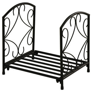 Porte-bûches robuste en métal de 40 cm noir