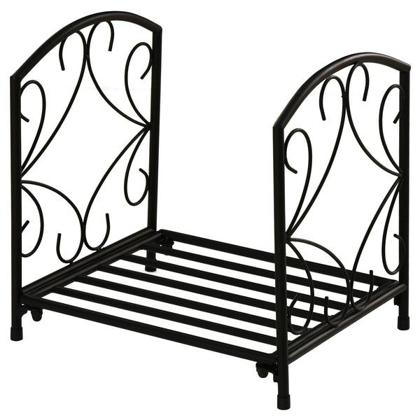 Porte-bûches robuste en métal de 40 cm noir