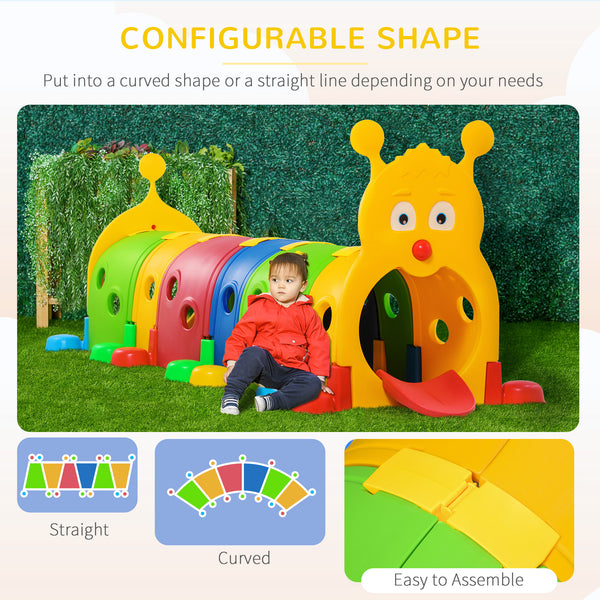 Tunnel en forme de chenille pour enfants de 3 à 6 ans, multicolore