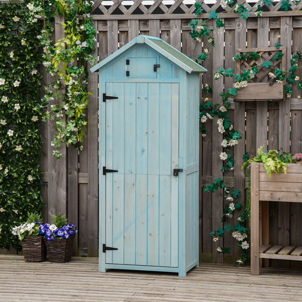 Abri de jardin extérieur pour outils et accessoires, avec 3 étagères, bleu