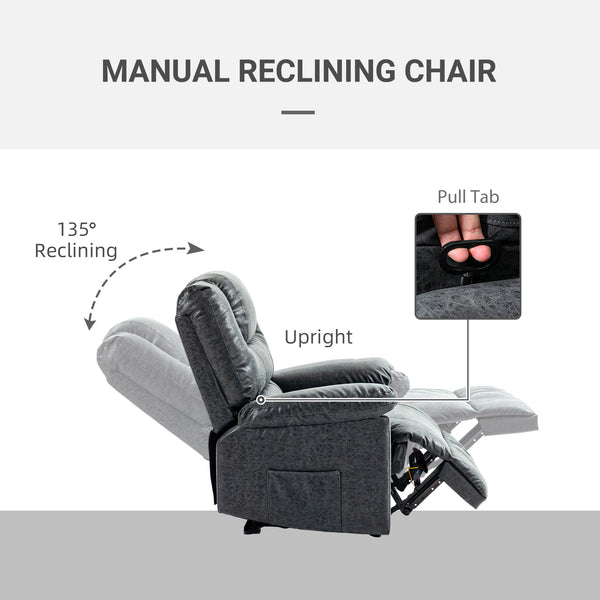 Fauteuil inclinable manuel en similicuir, noir