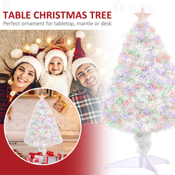 Sapin de Noël artificiel blanc pré-éclairé de 2,5 pieds avec fibre optique