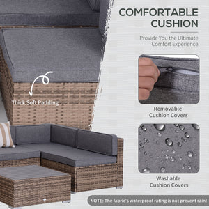 7-piece furniture set in woven resin, grey