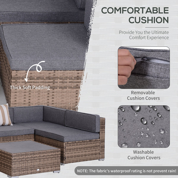 7-piece furniture set in woven resin, grey