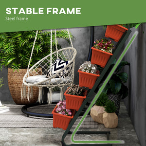 5-tier raised vertical planter with 5 containers, red