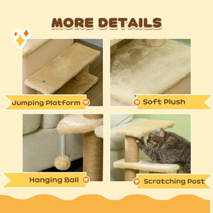 Escalier pour chat avec griffoirs et jouet balle, beige