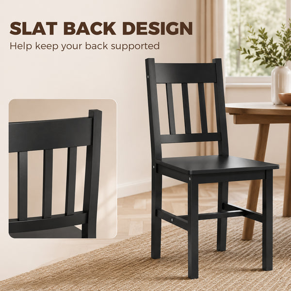 Chaises de salle à manger en pin noir, lot de 2