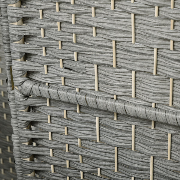 Cloison de séparation pliable à 6 panneaux, cloison tissée à la main, gris mélangé