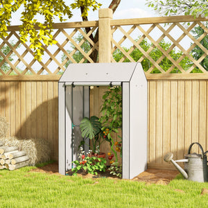 Portable tomato greenhouse with roll-up door, white