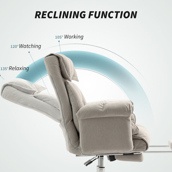 Chaise de bureau à dossier haut inclinable avec repose-pieds et roulettes pivotantes
