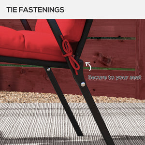 Coussins de rechange pour chaise de patio d'extérieur avec attaches, capitonnés, lot de 2, rouge