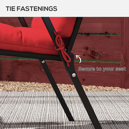 Coussins de rechange pour chaise de patio d'extérieur avec attaches, capitonnés, lot de 2, rouge