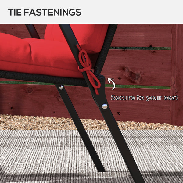 Coussins de rechange pour chaise de patio d'extérieur avec attaches, capitonnés, lot de 2, rouge