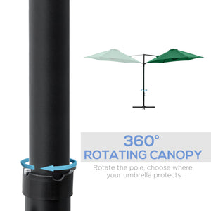 Parasol déporté de 8,5 pieds avec rotation à 360°, vert