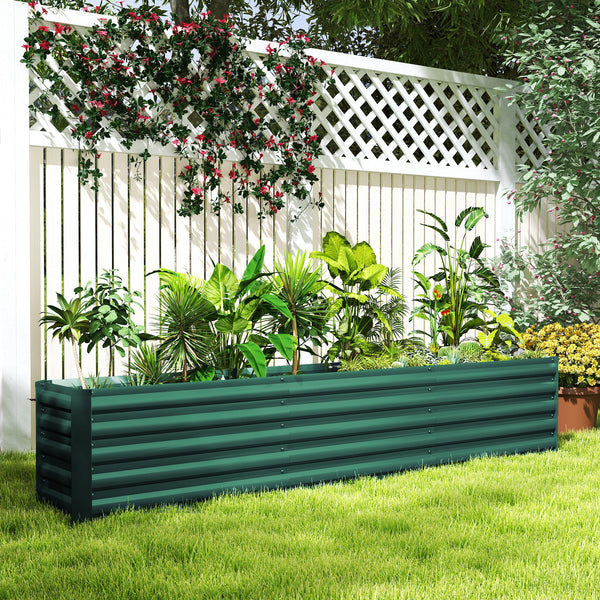 Jardinière surélevée galvanisée renforcée à fond ouvert, verte