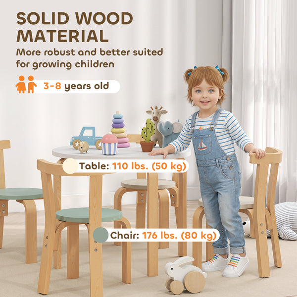 Ensemble table et chaises en bois pour enfants, vert