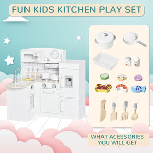 Cuisine pour enfants avec fontaine à eau, micro-ondes et accessoires, blanc