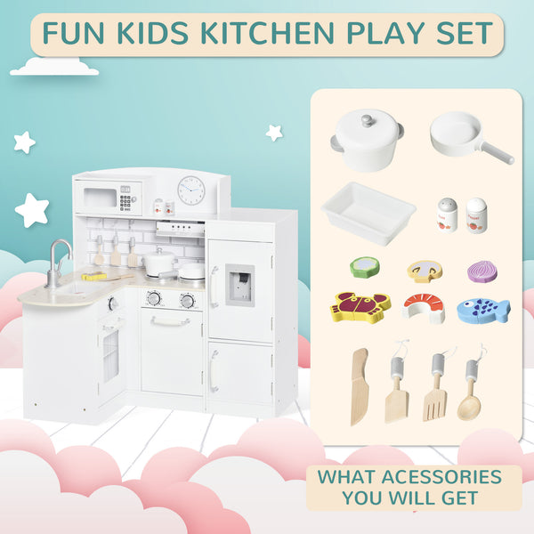 Cuisine pour enfants avec fontaine à eau, micro-ondes et accessoires, blanc