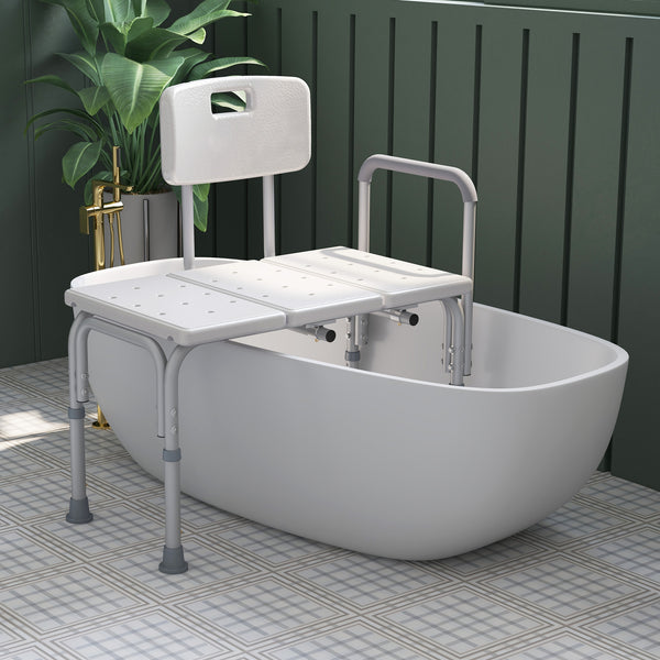 6-Level Adjustable Bath and Shower Transfer Bench White