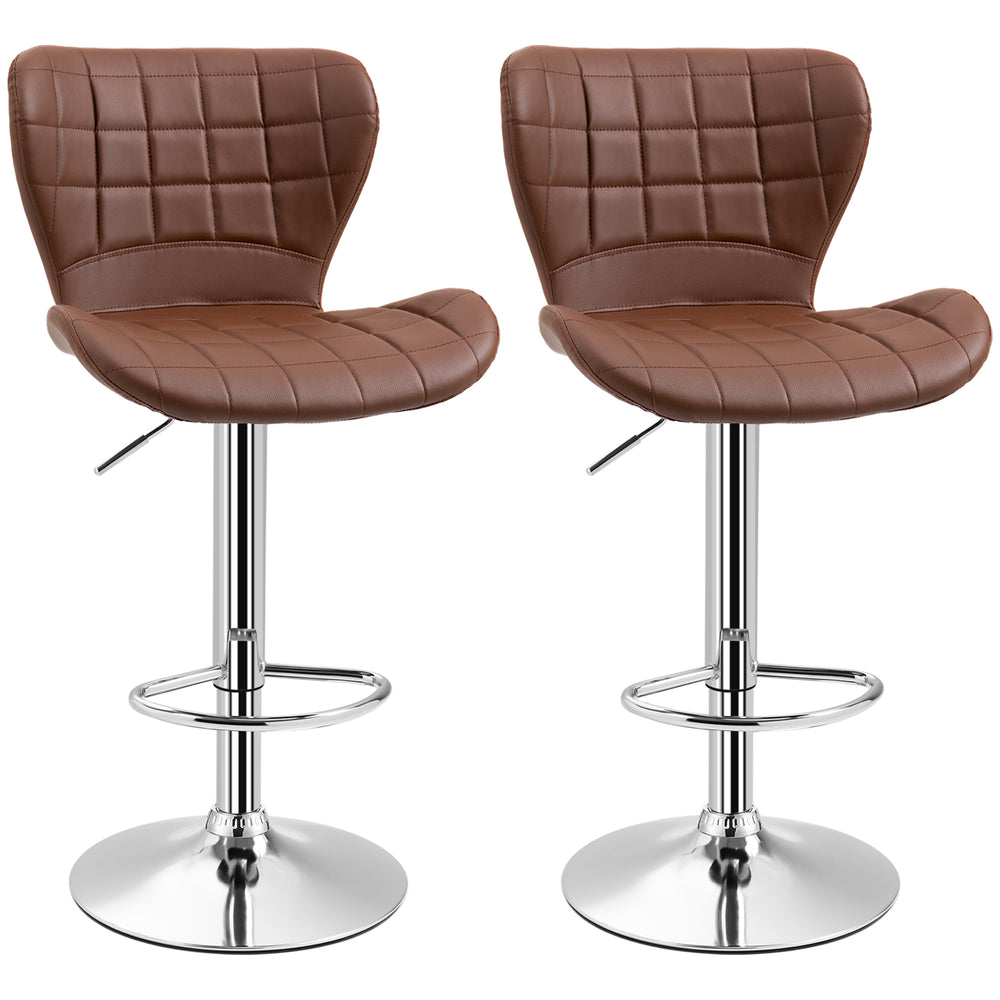 Lot de 2 tabourets de bar pivotants à hauteur réglable avec repose-pieds, marron