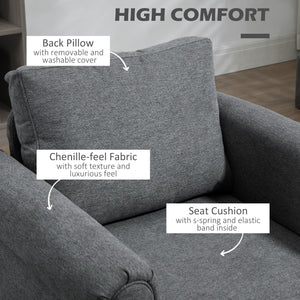 Fauteuil d'appoint rembourré avec accoudoirs etpieds en bois d'hévéa, gris clair